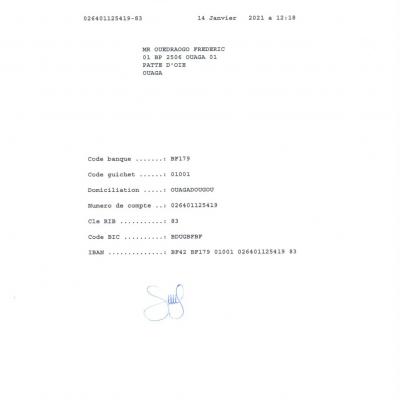 Dons RIB BDU Banque
